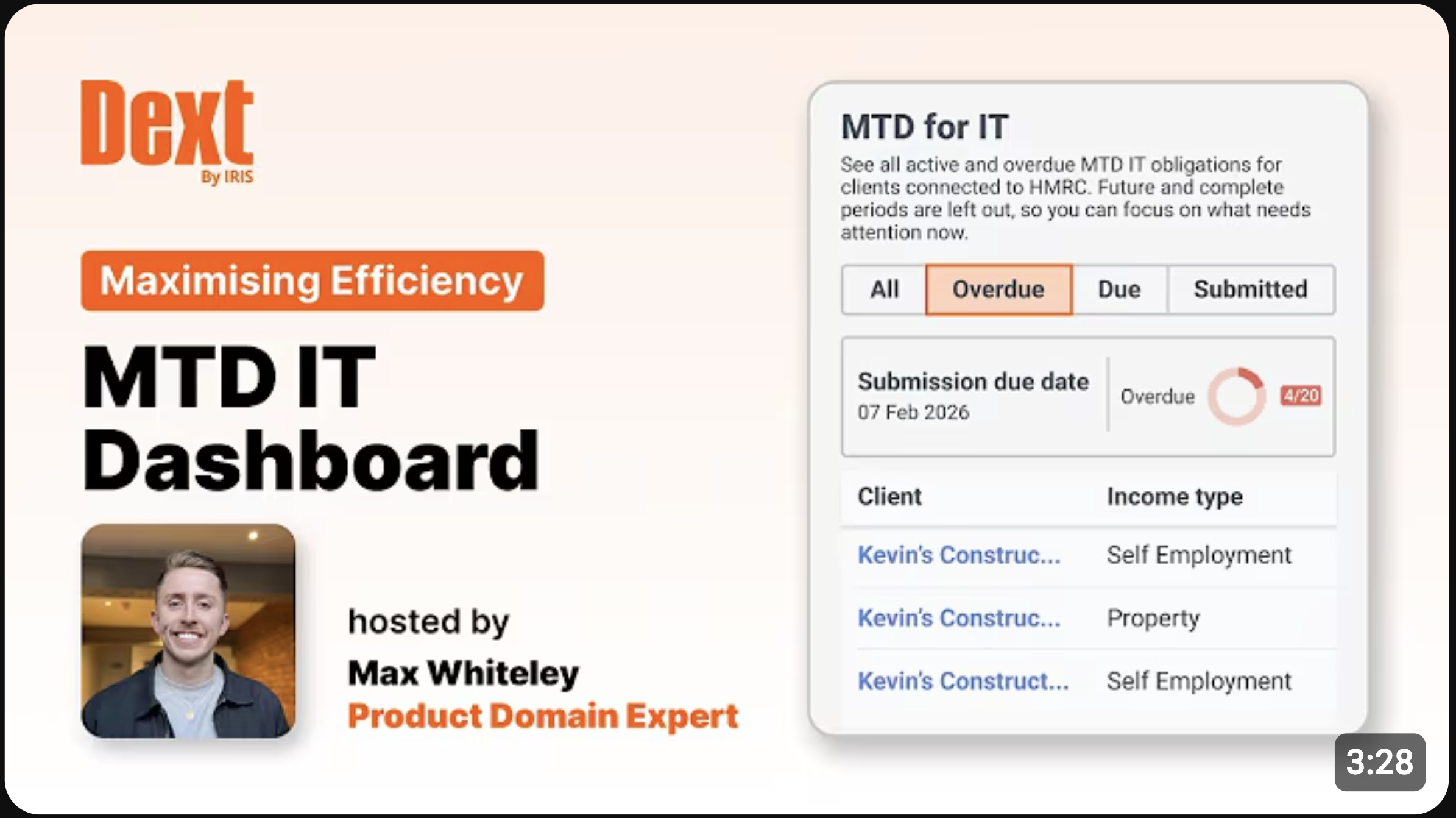 MTD IT Dashboard webinar — Maximising Efficiency